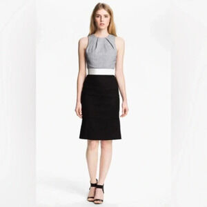 L'AGENCE Pleated Bodice Dress Color block pleated leather dress size 0